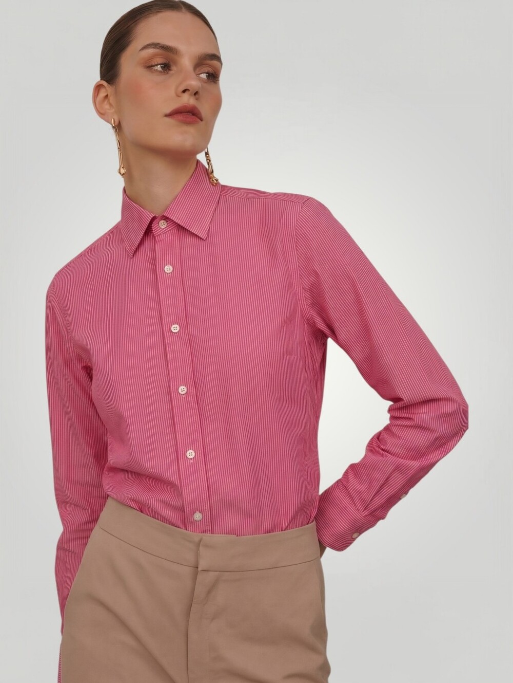 Ralph Lauren Black Label Pink Stripe Slim Fit Button Down Shirt 4 Stretch Cotton